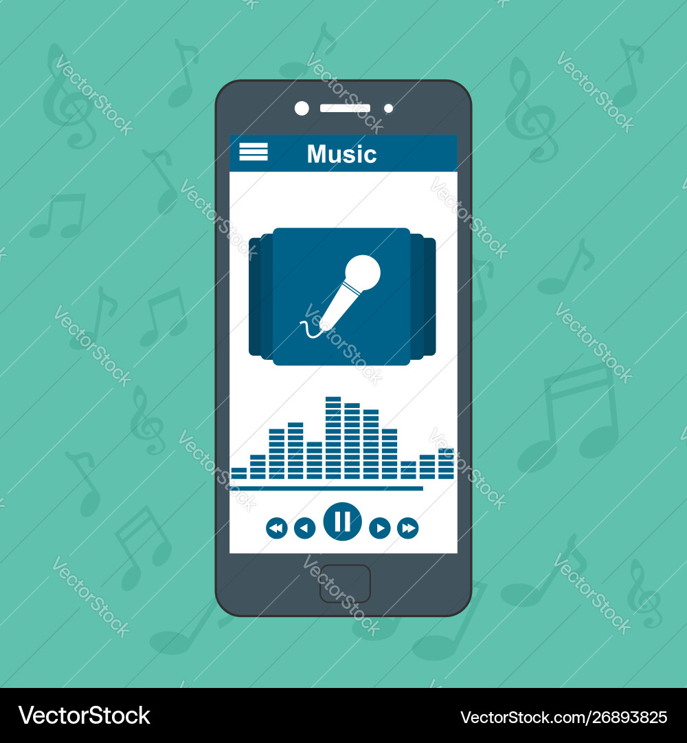 Media player application app template with flat Media player application app template with flat vector image