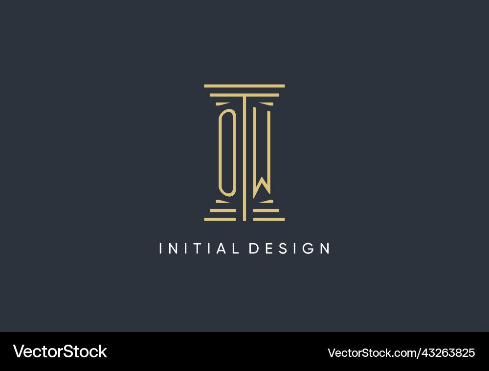 Ow initial monogram with pillar shape logo design Vector Image