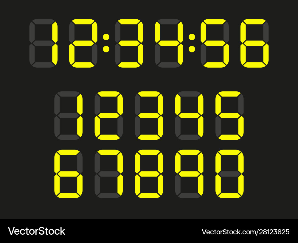 Set digital clock led numbers Set digital clock led numbers vector image