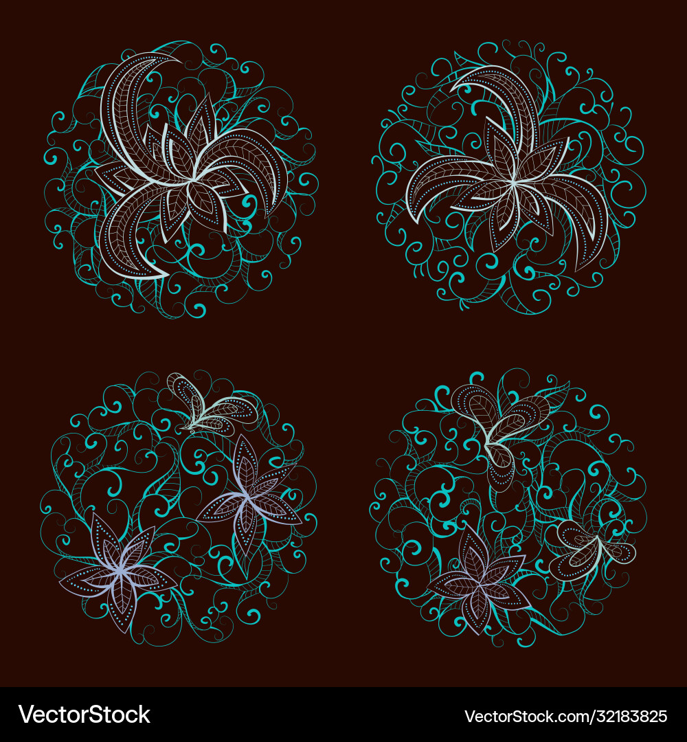 Set round patterns with floral elements Set round patterns with floral elements Vector Image