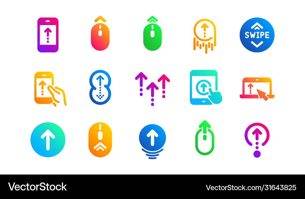 Swipe up icons scrolling mouse landing page Vector Image