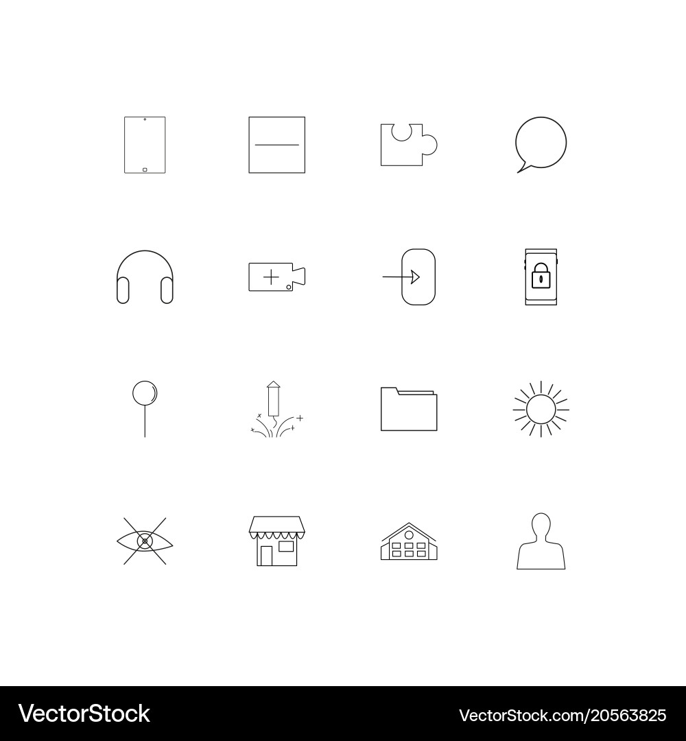 User interface simple linear icons set outlined vector image