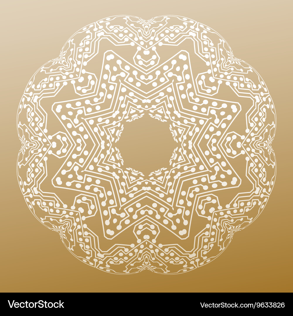 Abstract round microchip pattern isolated vector image