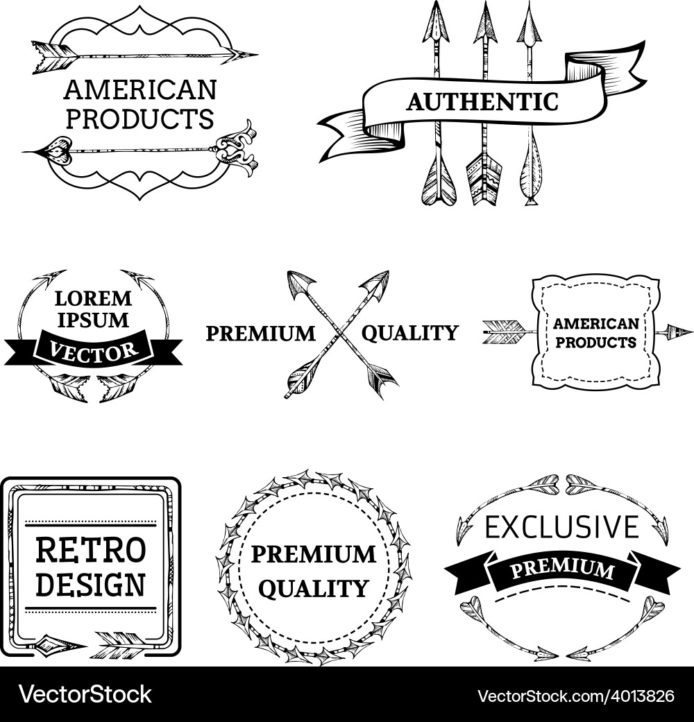 Arrow Badge & Label Set Vector Image