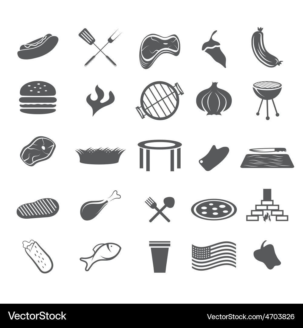 Bbq and fast food web icons set flat design Vector Image
