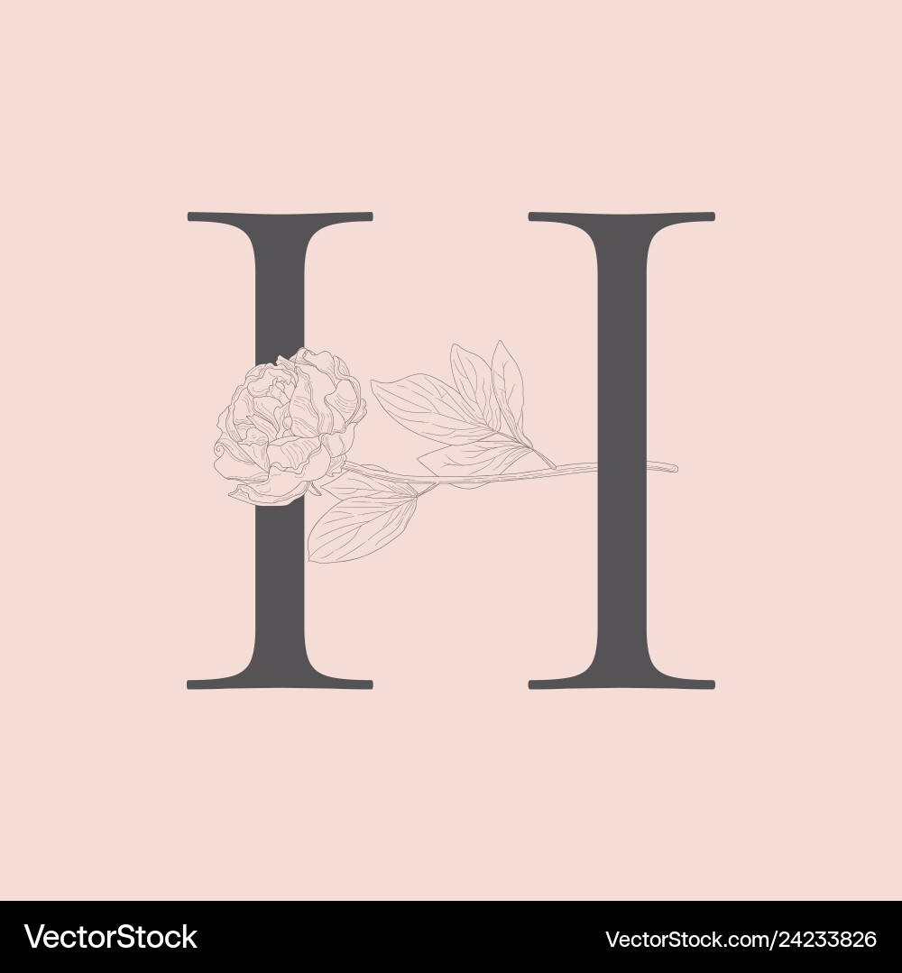 Blooming floral initial h monogram and logo Blooming floral initial h monogram and logo vector image