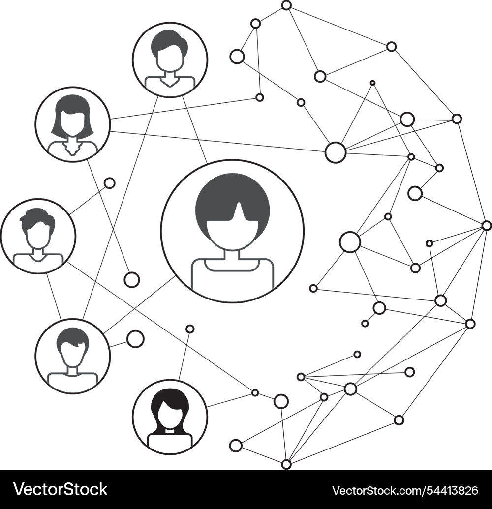 Connected users and global data dots Connected users and global data dots vector image