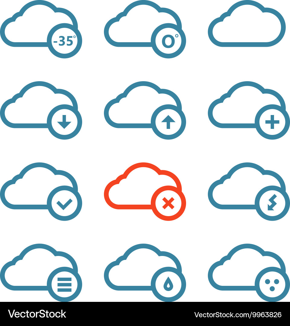 Different forecast icons set with rounded corners vector image