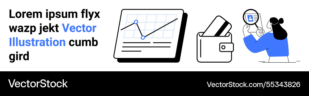 Digital data analysis wallet with cards and user Digital data analysis wallet with cards and user vector image