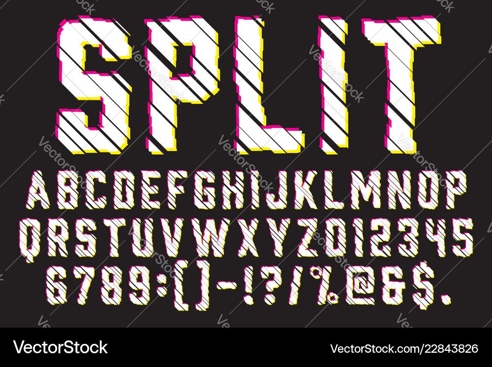 Glitch Font - Distorted Typeface vector image