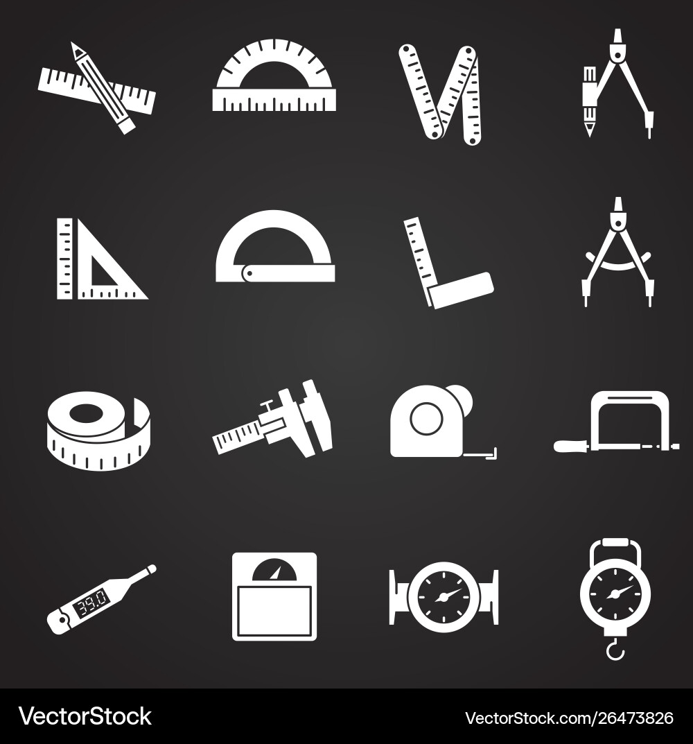 Measuring tool related icons set on background Measuring tool related icons set on background vector image