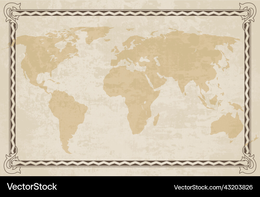 Old world map paper texture with border Old world map paper texture with border vector image