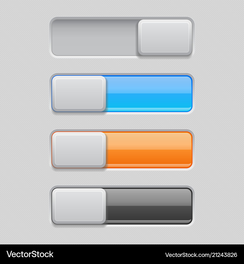 On and off toggle switch buttons colored 3d icons vector image