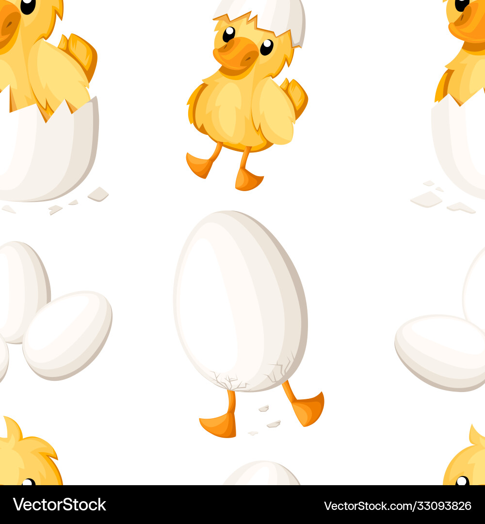 Seamless pattern duckling hatch from egg Vector Image