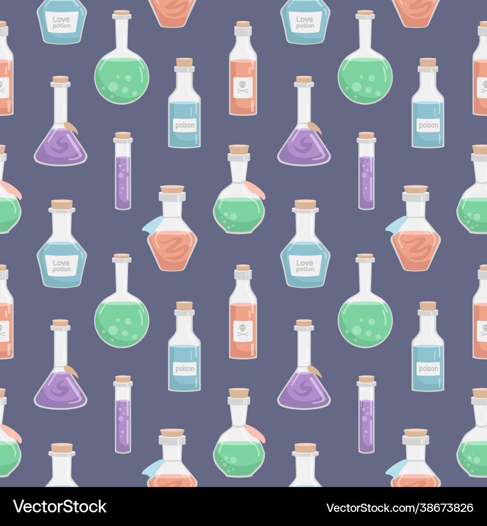 Seamless pattern flasks various Seamless pattern flasks various Vector Image