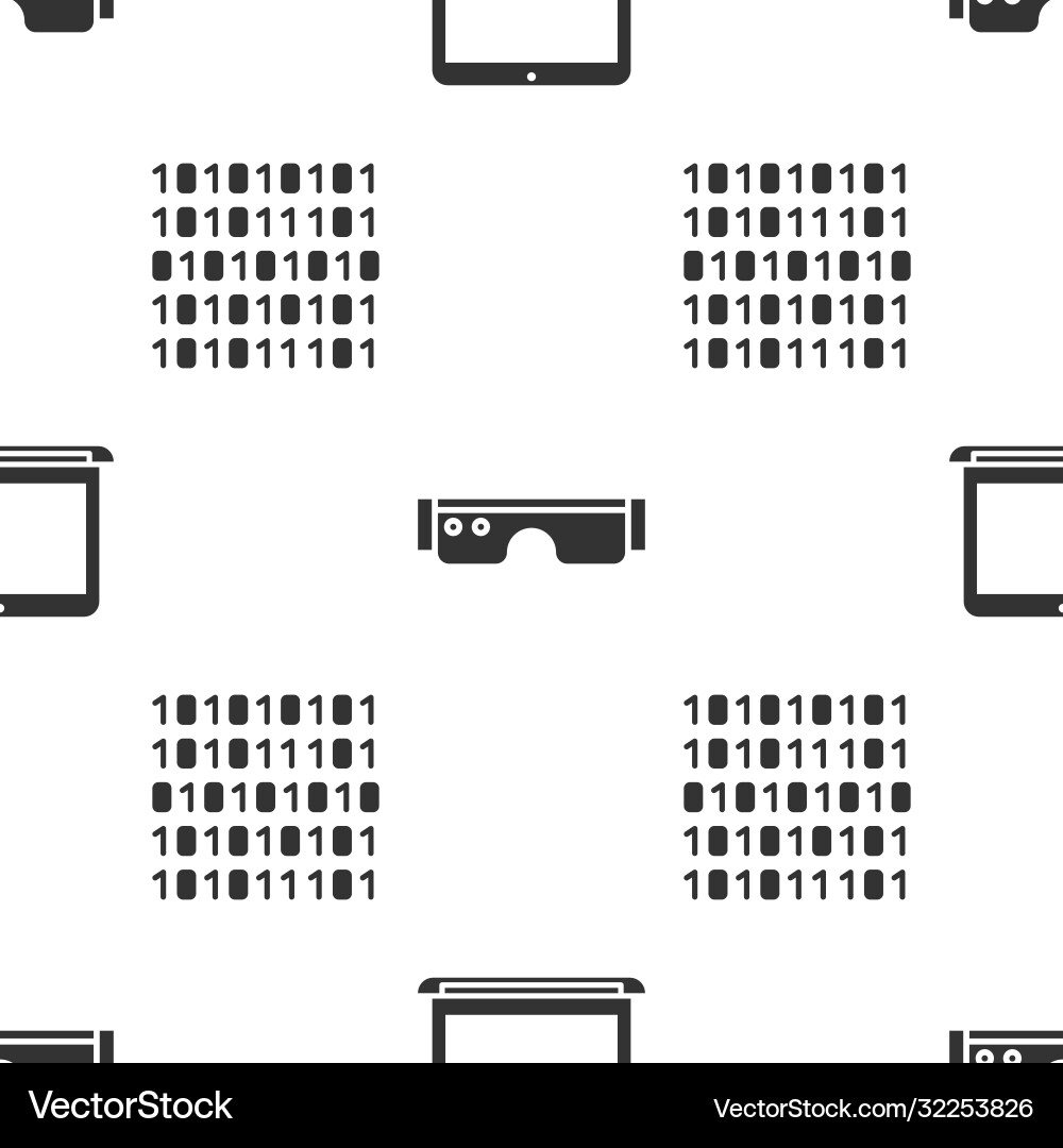 Set laptop smart glasses and binary code Set laptop smart glasses and binary code vector image