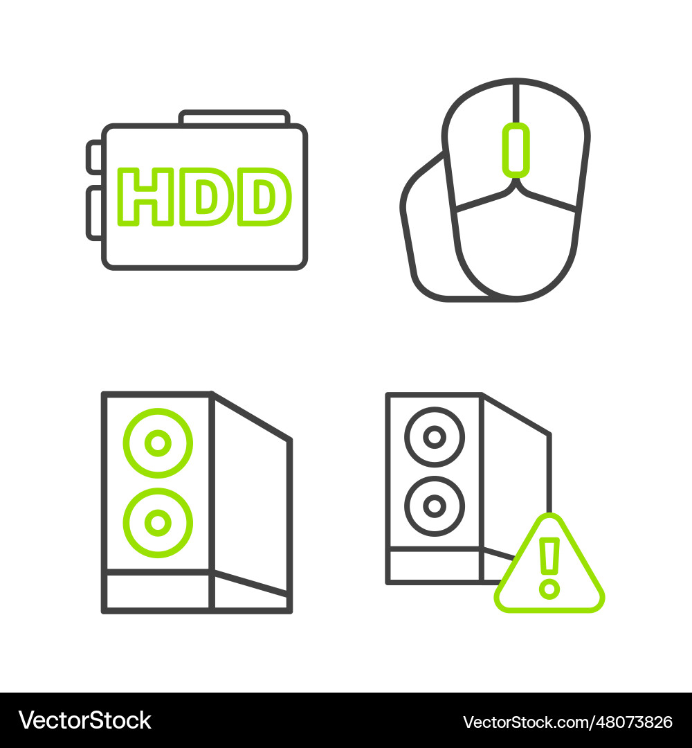 Set line case of computer mouse and hard Set line case of computer mouse and hard vector image