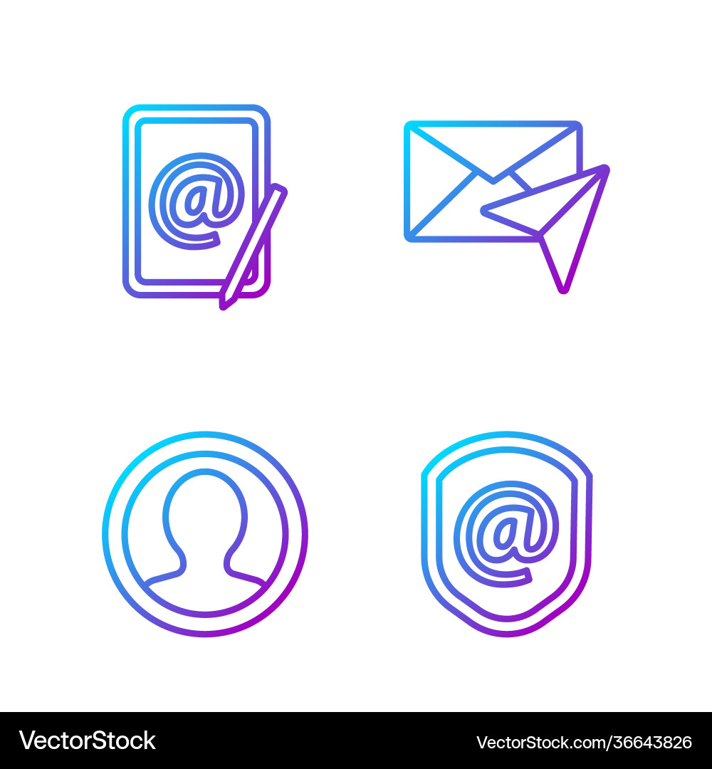Set line shield with mail and e-mail create Set line shield with mail and e-mail create vector image