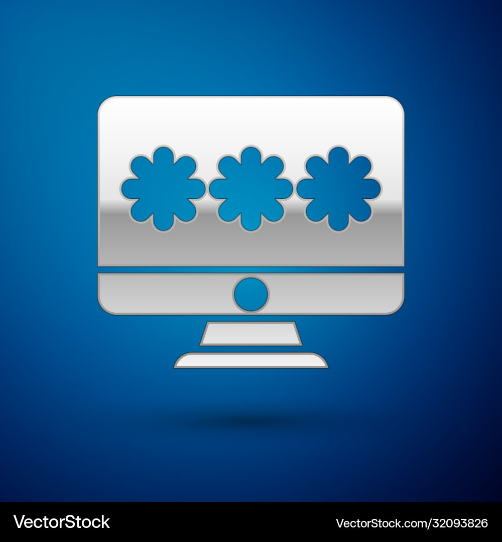Silver monitor with password notification icon Silver monitor with password notification icon Vector Image