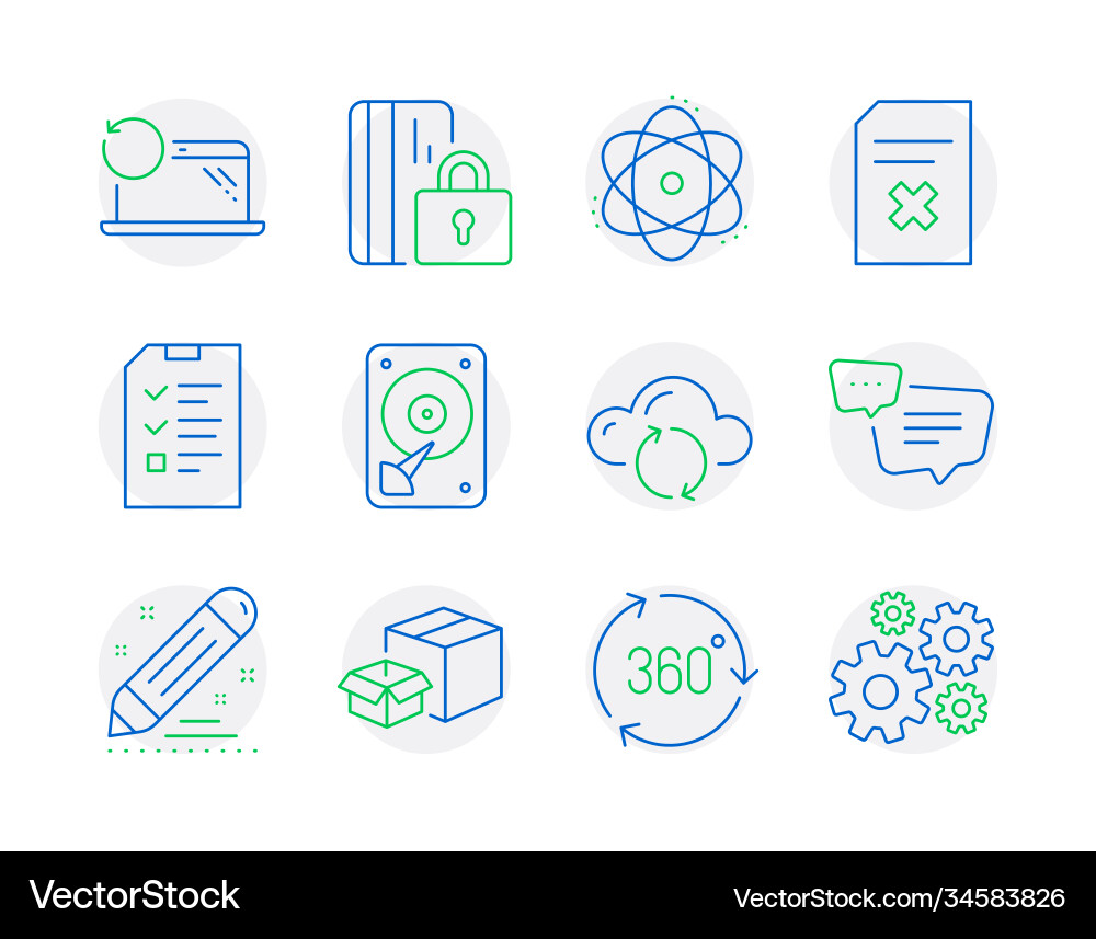 Technology icons set included icon as interview Vector Image