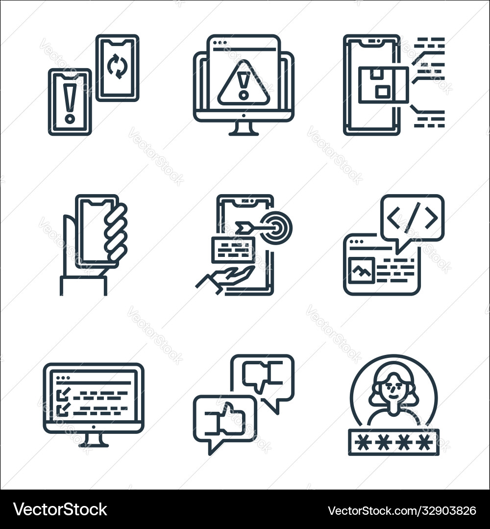 User experience line icons linear set quality vector image