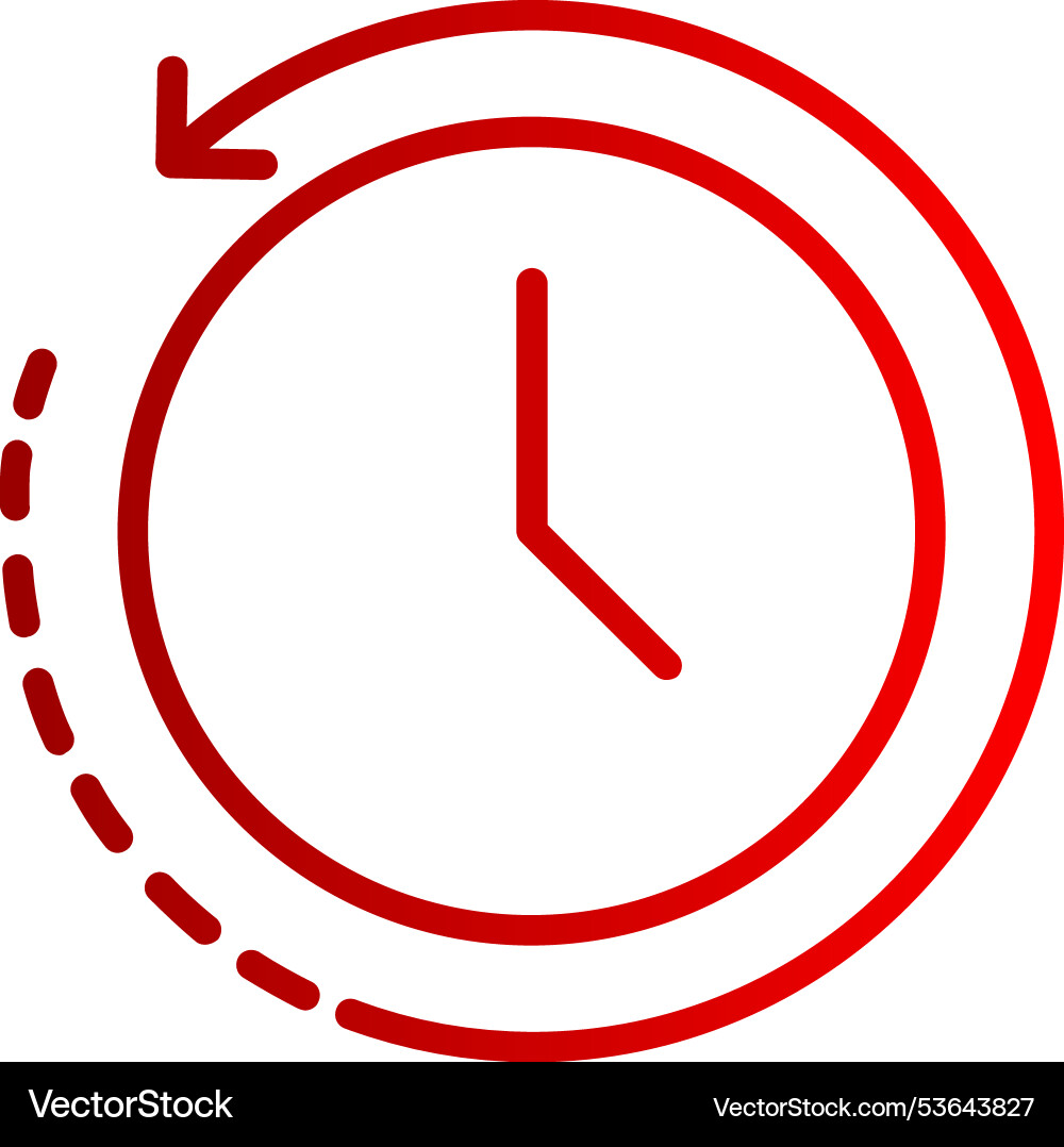 Back in time line gradient icon Vector Image