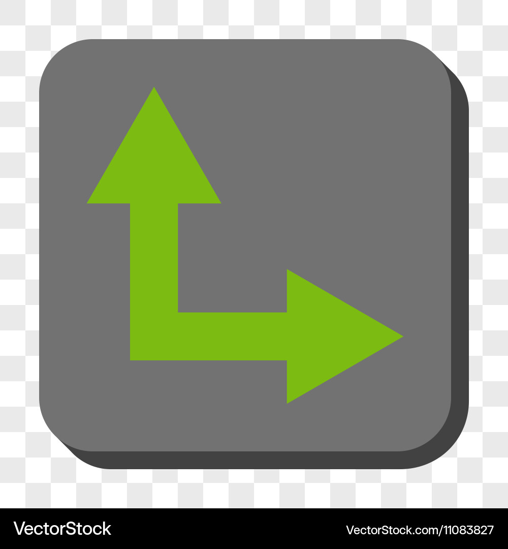 Bifurcation arrow right up rounded square button Vector Image