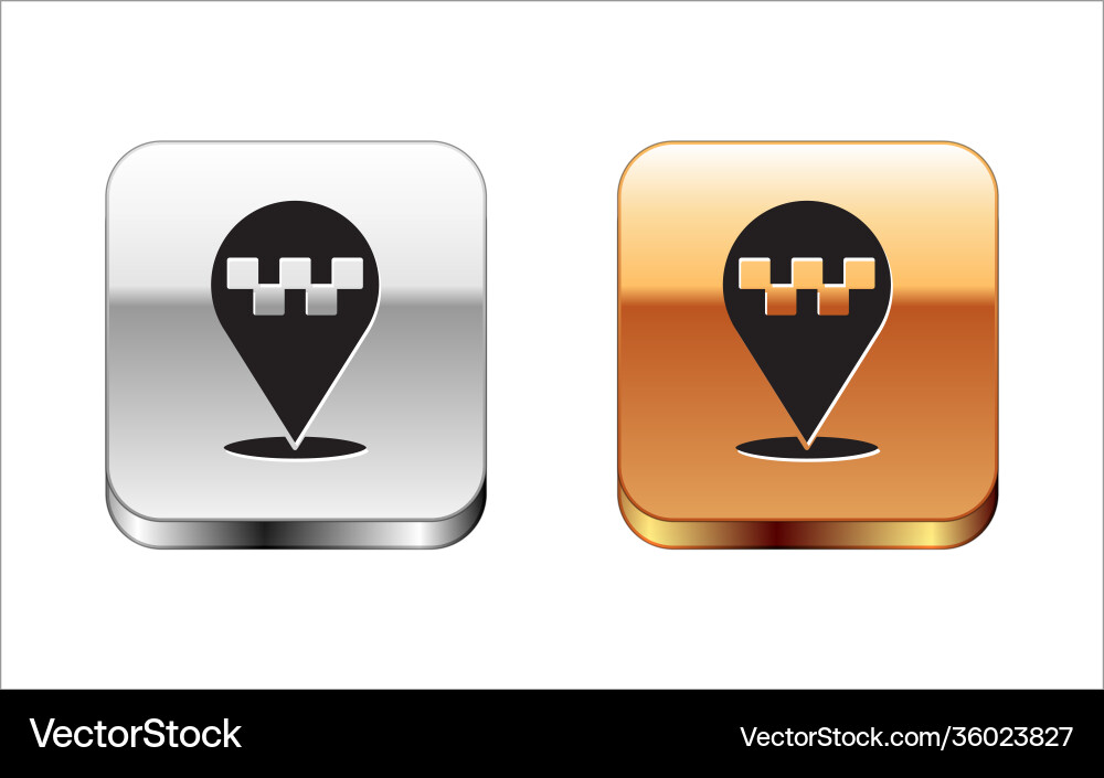 Black map pointer with taxi icon isolated on white Black map pointer with taxi icon isolated on white vector image