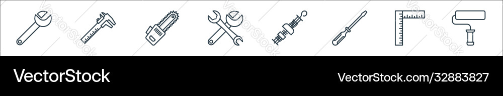 Carpentry line icons linear set quality Vector Image