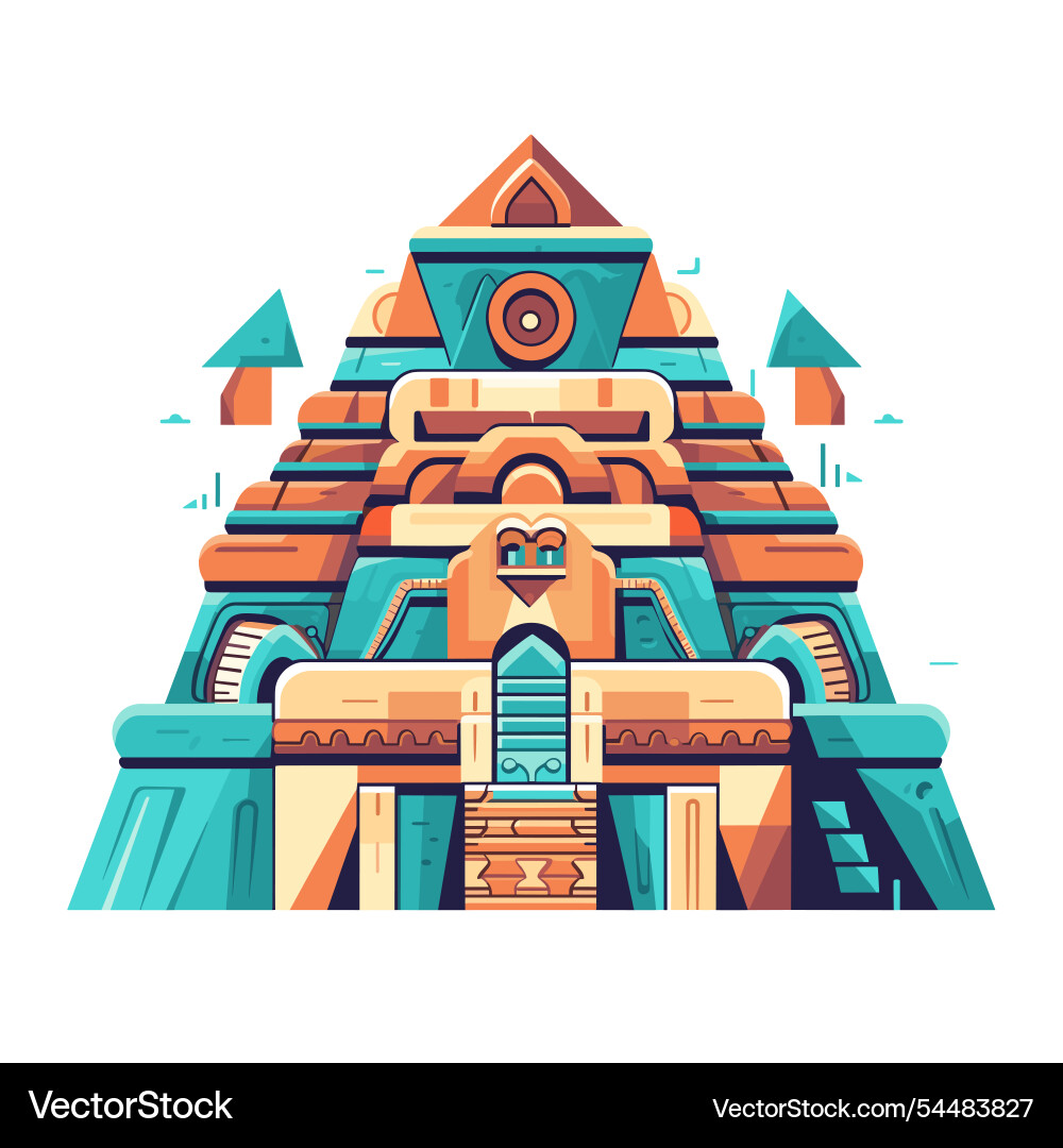 Colorful pyramid structure with surrounding trees Colorful pyramid structure with surrounding trees vector image