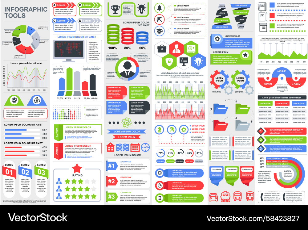 Data Visualization Icons & Elements Vector Image