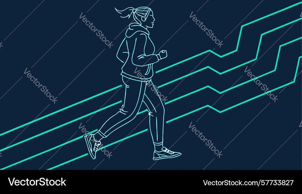 Energetic runner with abstract lines art design vector image