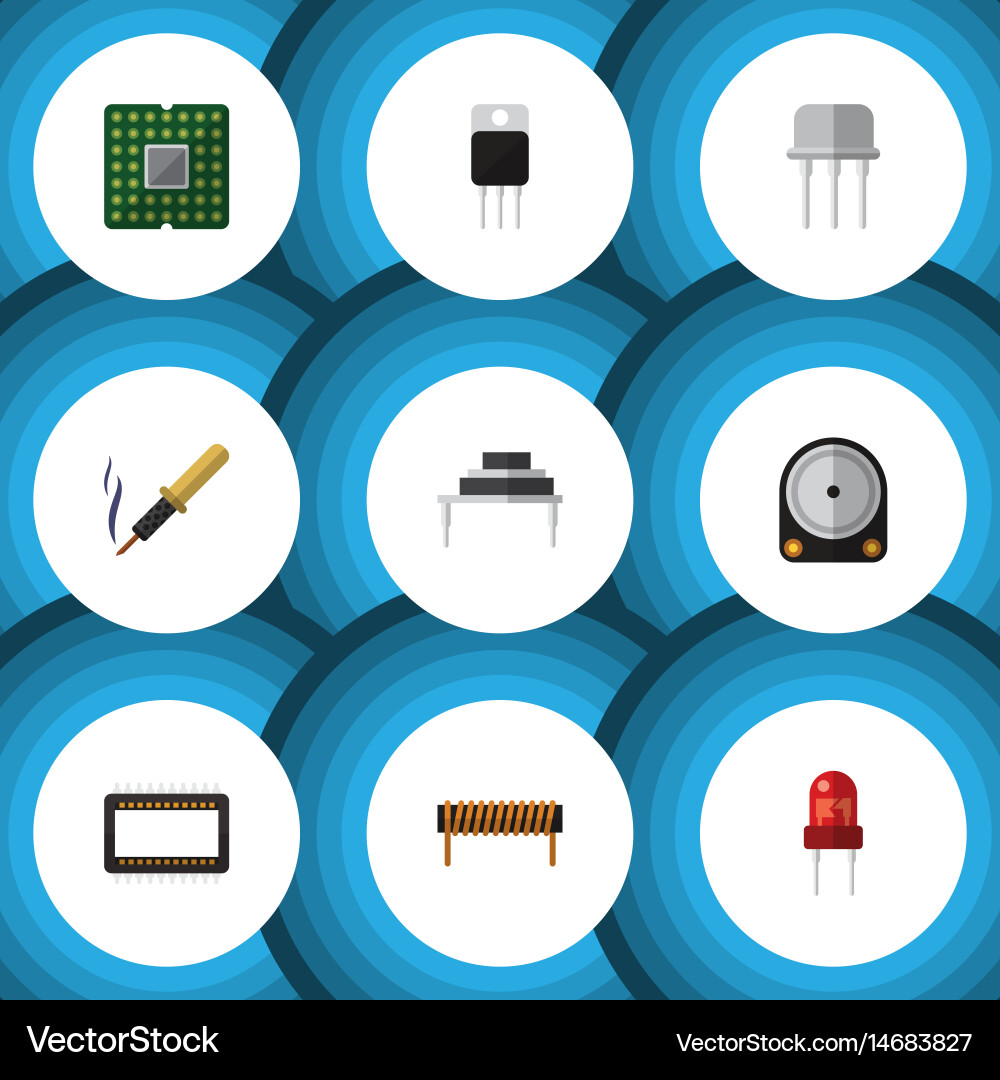 Flat technology set of mainframe bobbin receiver Vector Image