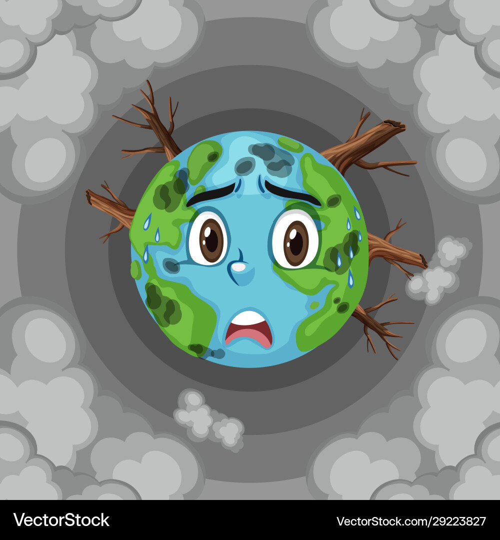 Global warming on earth with deforestation vector image