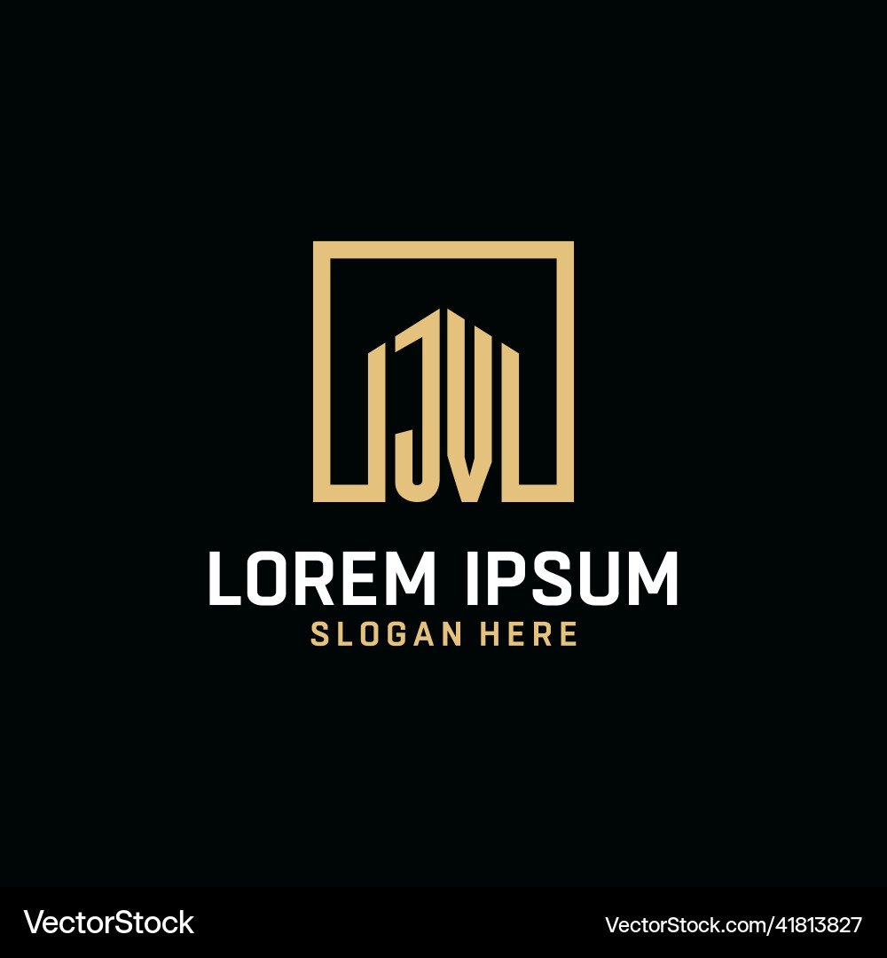 Jv initial monogram logo design with square shape Jv initial monogram logo design with square shape Vector Image
