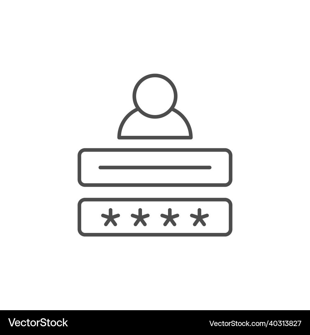 Login and password line outline icon Login and password line outline icon vector image