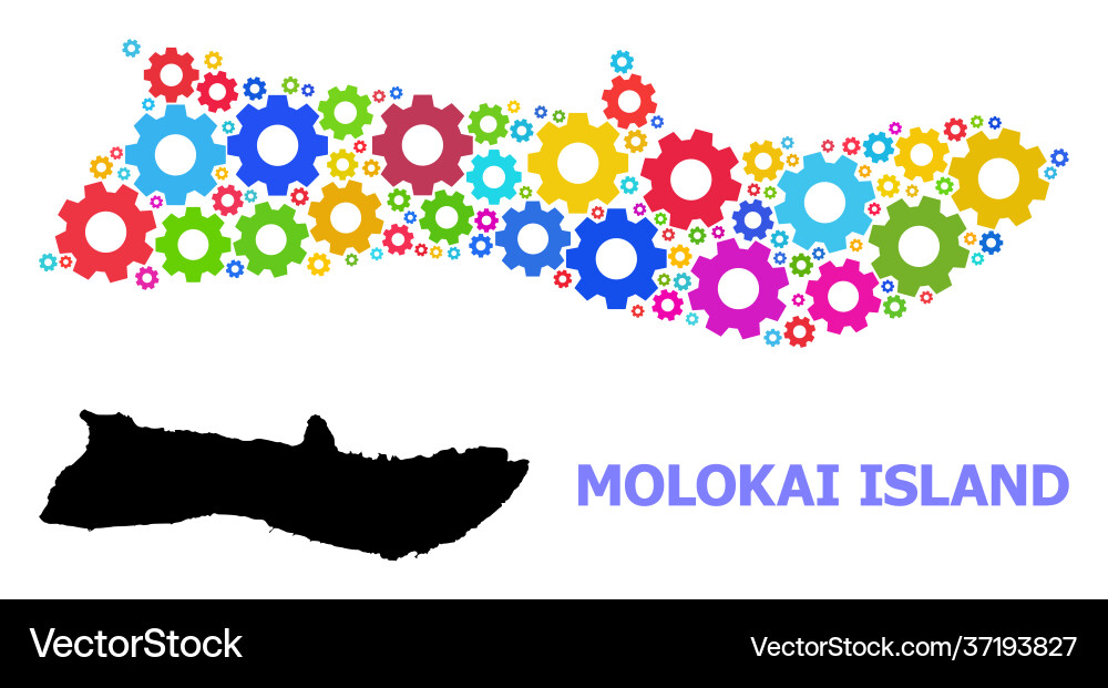 Mechanics composition map molokai island Mechanics composition map molokai island vector image