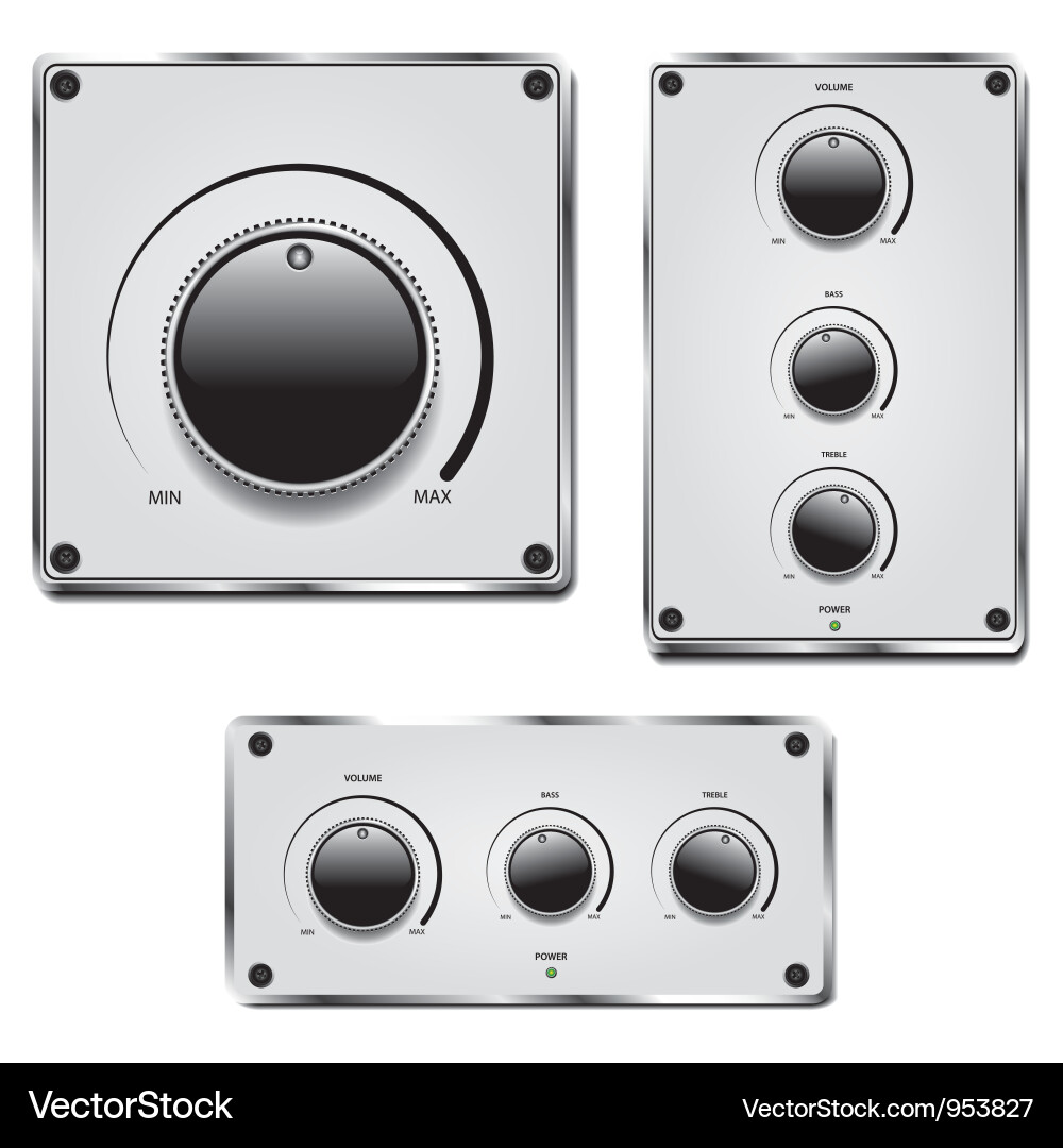 Metal Volume and Fader Controls vector image