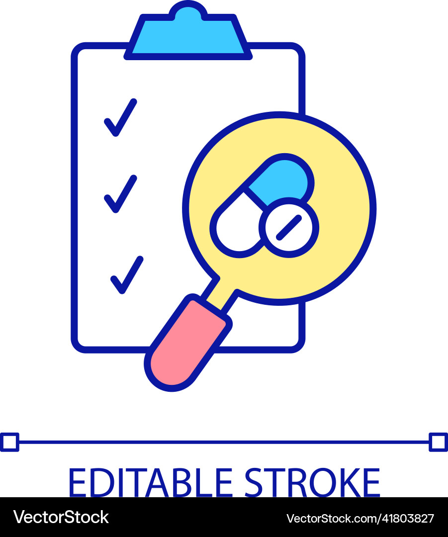 Report about medication tests rgb color icon Report about medication tests rgb color icon Vector Image