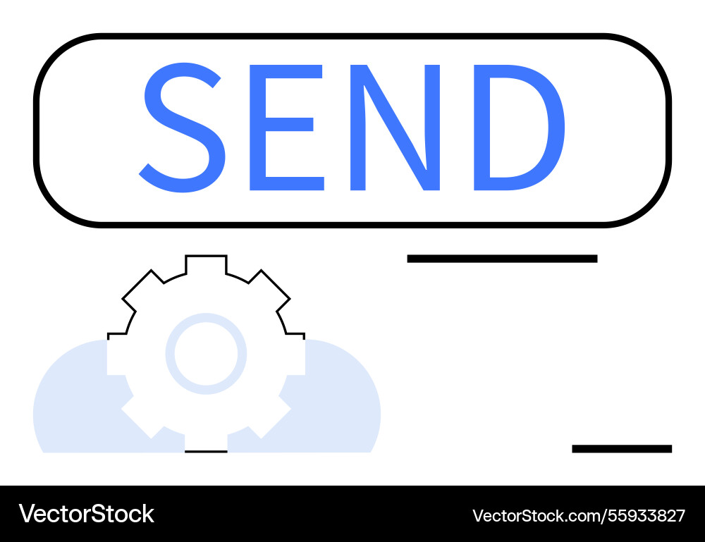 Send button with gear symbol representing Send button with gear symbol representing vector image