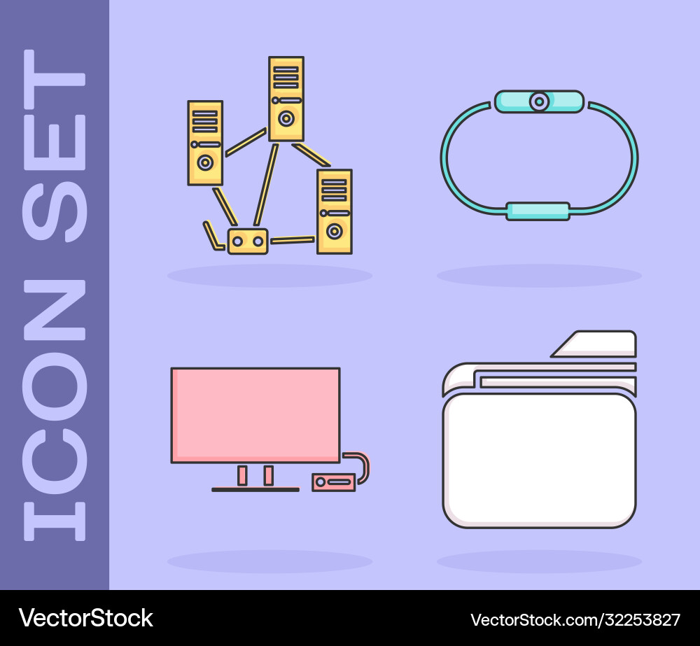 Set document folder computer network smart tv vector image