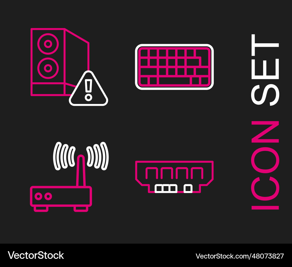 Set line ram random access memory router wi-fi Set line ram random access memory router wi-fi vector image