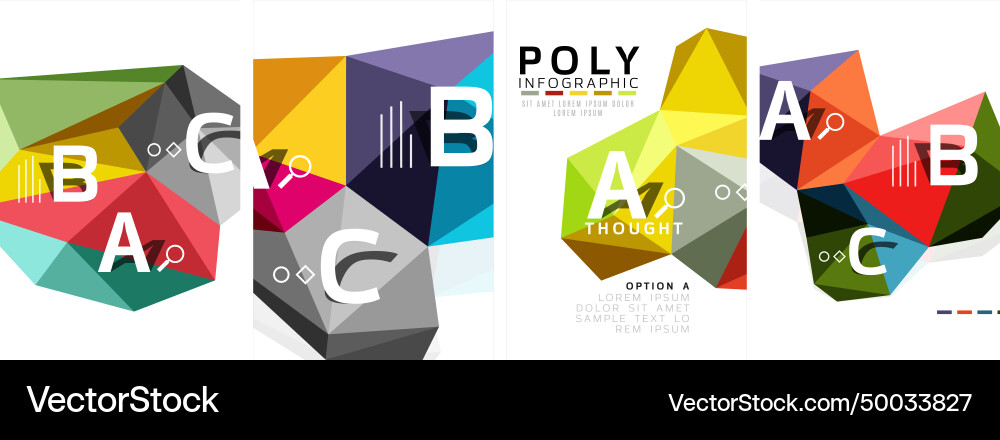 Set of triangle pattern poster backgrounds Set of triangle pattern poster backgrounds vector image
