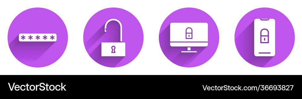Set password protection open padlock lock Set password protection open padlock lock vector image