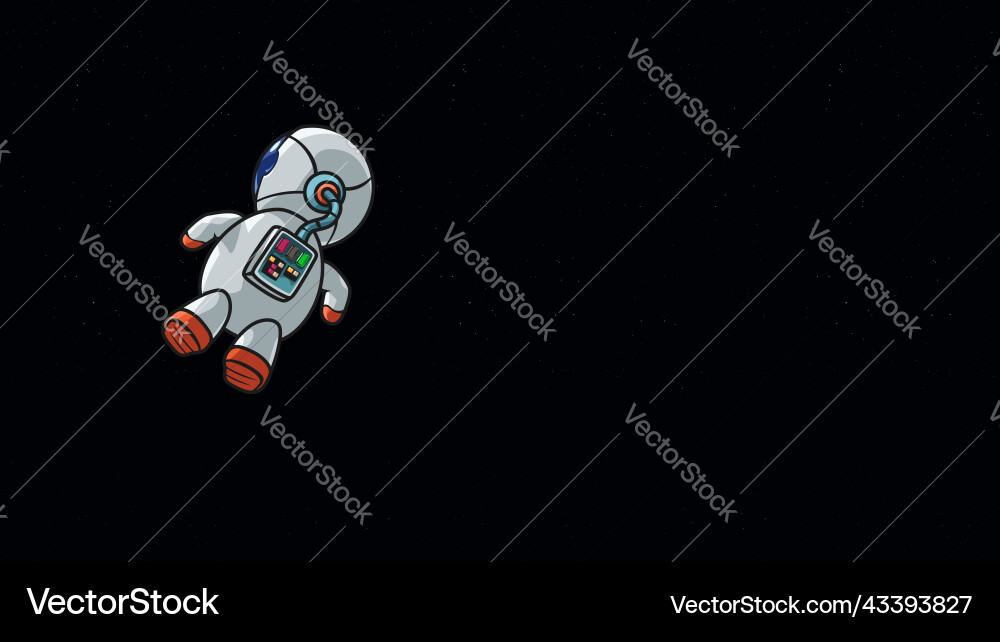 Slowly floating astronaut in a deep space