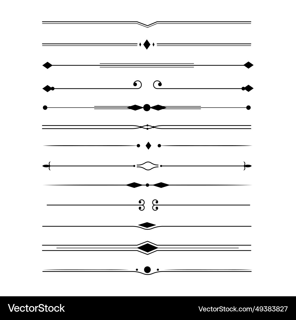 Text devider set line minimal separators elegant Text devider set line minimal separators elegant vector image