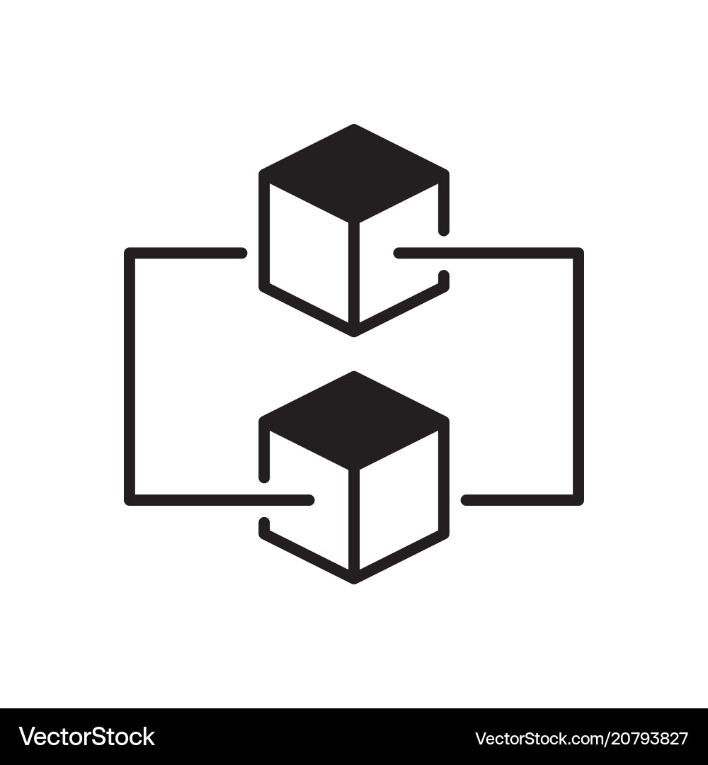 Two Cube Blockchain Icon vector image