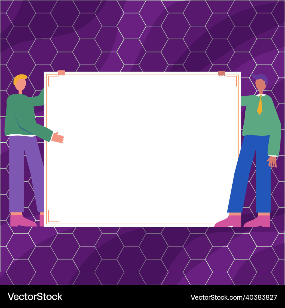 Two men drawing with empty paper background Vector Image