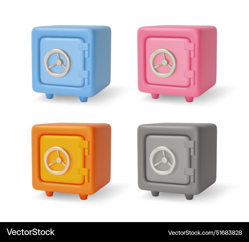 3d different color safe box or strongbox set 3d different color safe box or strongbox set vector image