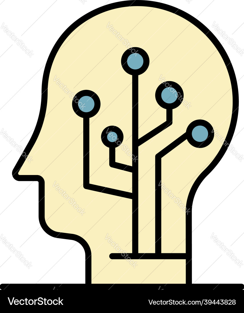 Artificial learning icon color outline Artificial learning icon color outline vector image